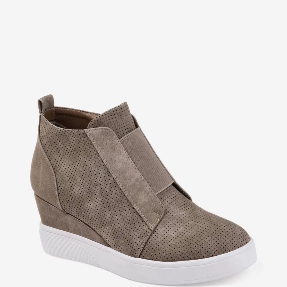 Steve Madden Wavery Hidden Wedge Taupe Suede Leather Sneaker Women’s Size 8